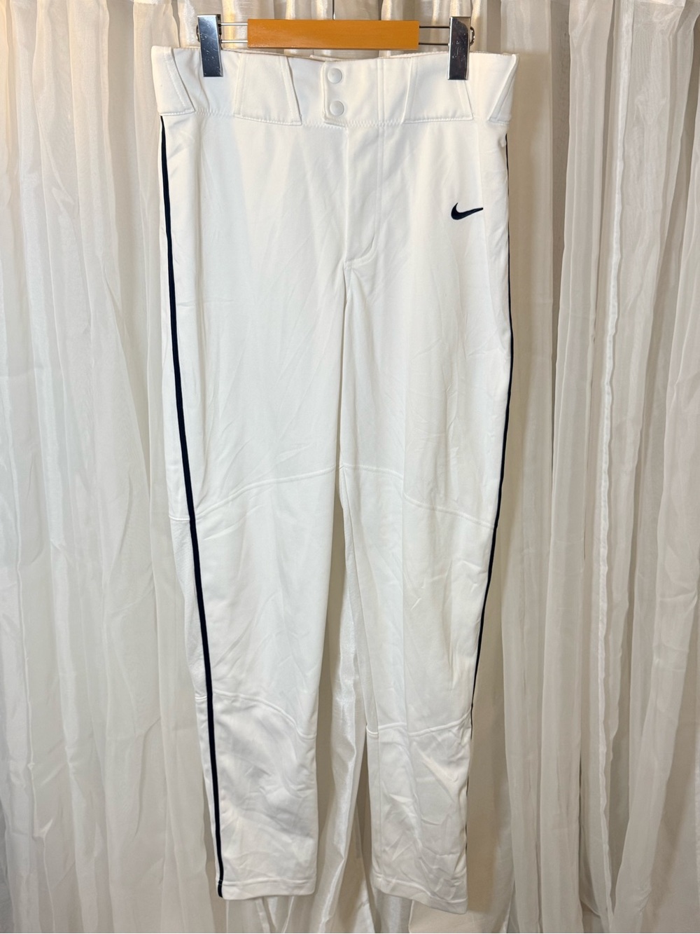 Nike White Baseball Joggers with Navy Side Stripe